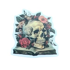 Gothic Skull and Flowers Sticker Book Lover